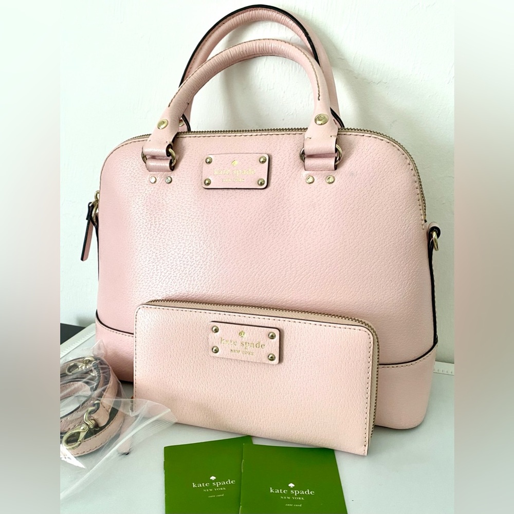 Kate Spade Set New York Grove Street Neda Pink Satchel Bag and Wallet Zip around - Picture 3 of 16